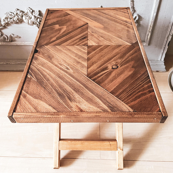 折りたたみヘリンボーンテーブル　折り畳み　折畳み　サイドテーブル　ローテーブル　キャンプギア 4枚目の画像