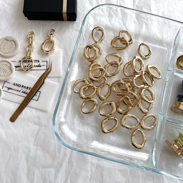 6個//いびつ系パーツ ゴールド アクリルパーツ アクセサリーパーツ 