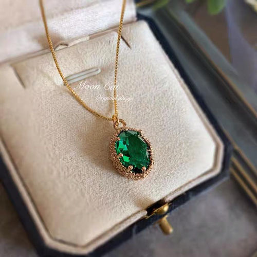 レトロ フレンチ 人工エメラルド グリーン ストーン キラキラ 緑