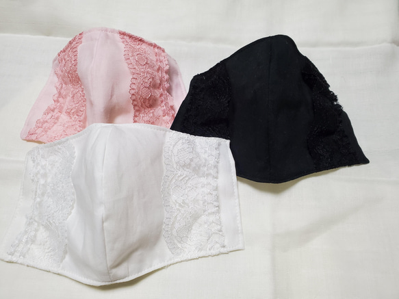 【再販】2way　色が選べるマスクカバー　ピンク・ホワイト・ブラック　小さめ、大きめ受注生産 3枚目の画像