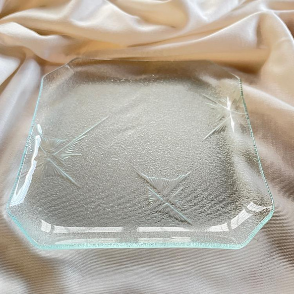 【受注作成】夜空  八角皿　2mm  昭和レトロガラス　昭和型板ガラス　想い出をカタチに　 5枚目の画像