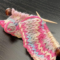 編み物ブローチ棒針編みブラウン 3枚目の画像