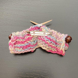 編み物ブローチ棒針編みブラウン 2枚目の画像