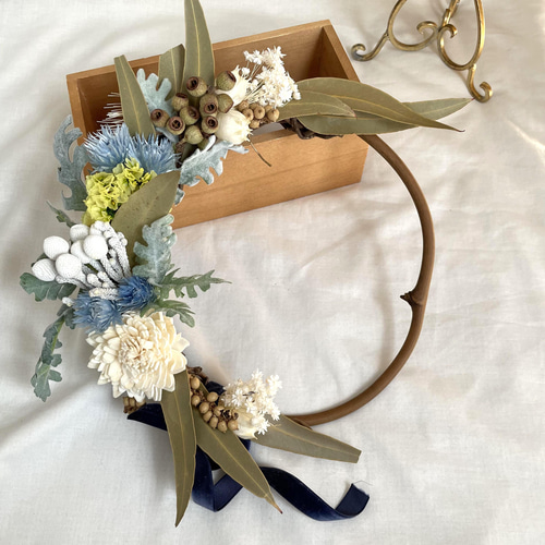 ピンクスターチスと小花のハーフリース* * *ラッピング無料 プレゼント