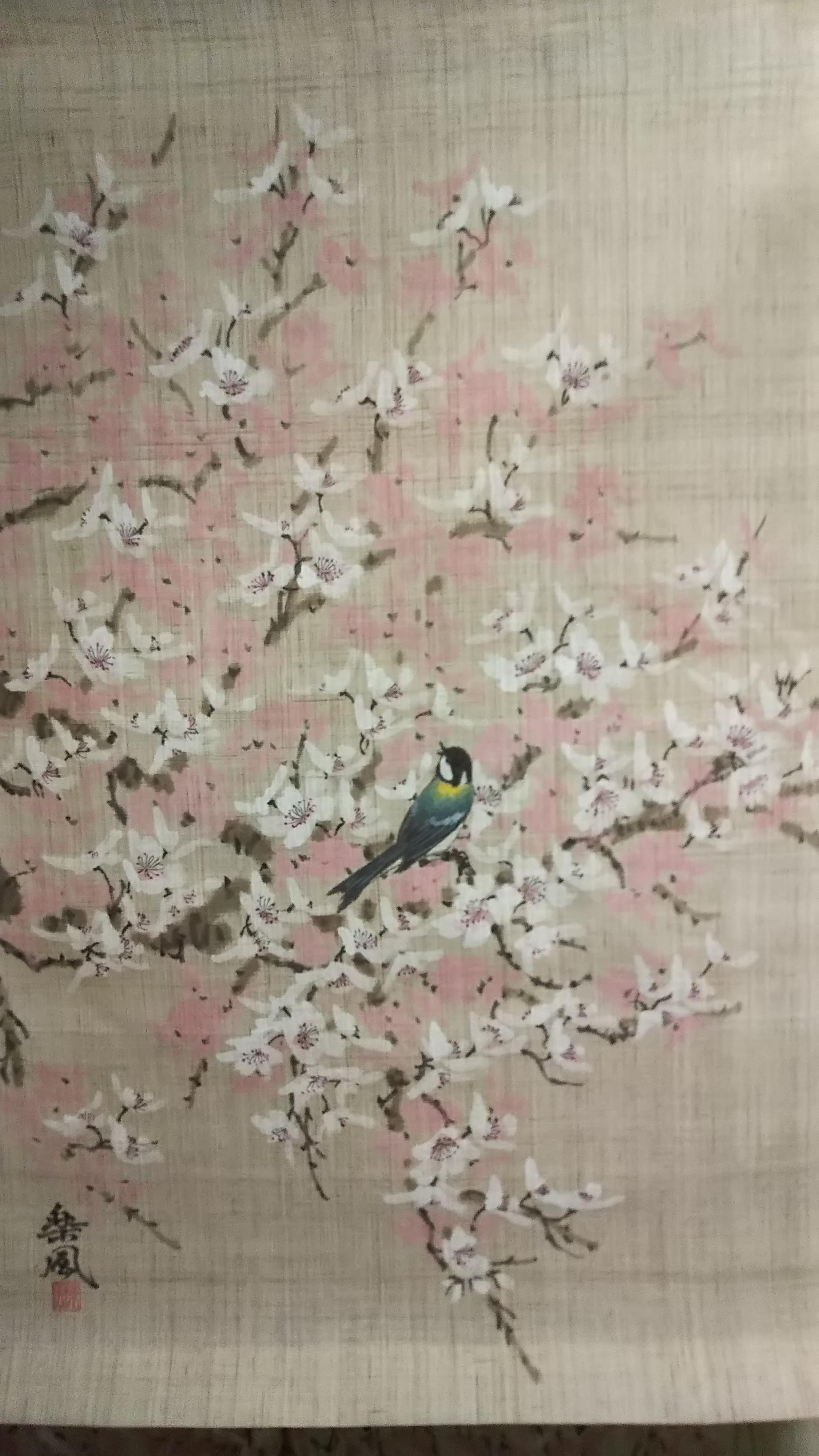 桜に四十雀タペストリー