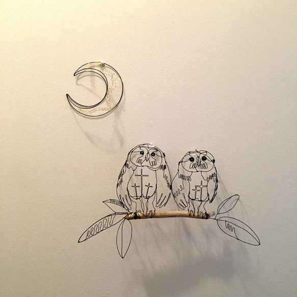 ワイヤーアート ワイヤークラフト 月夜のふくろう