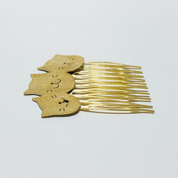 【再販!】猫団子三兄弟 ヘアコーム 真鍮アクセサリー /シンプルな猫アクセサリー 6枚目の画像