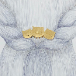【再販!】猫団子三兄弟 ヘアコーム 真鍮アクセサリー /シンプルな猫アクセサリー 8枚目の画像