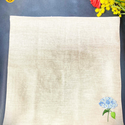 リネン手刺繍ハンカチ「紫陽花」30cm×30cm 2枚目の画像