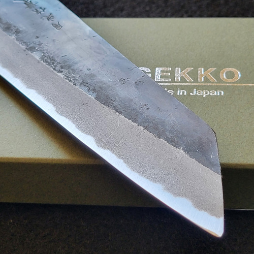 月光作 青紙2号 黒打 文化包丁 165㎜ #1401 焼柄 包丁・ナイフ 月光作 青紙2号 黒打 文化包丁 165㎜ #1401 焼柄 包丁・ナイフ