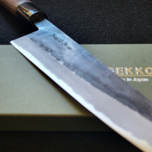 月光作 青紙2号 黒打 文化包丁 165㎜ #1401 焼柄 包丁・ナイフ 月光作 青紙2号 黒打 文化包丁 165㎜ #1401 焼柄 包丁・ナイフ