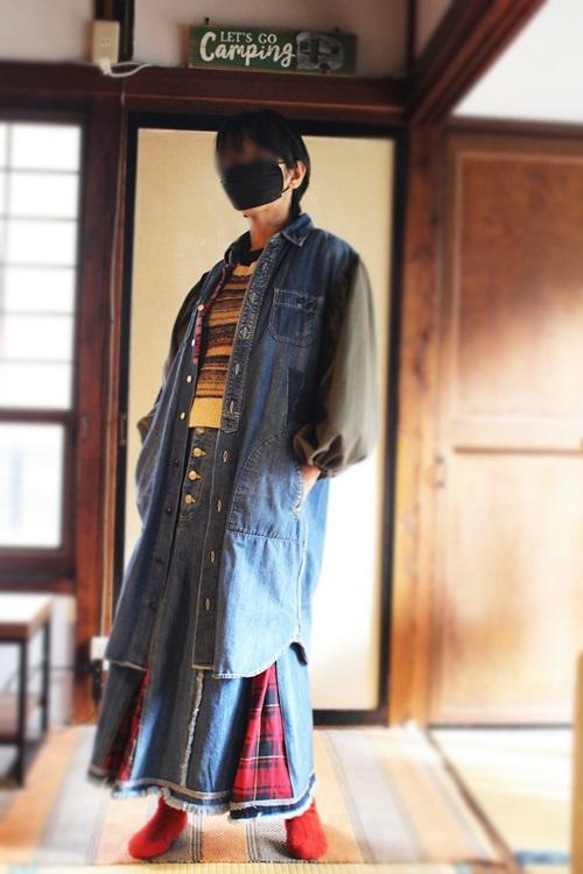 sold/SAYOCAFE＋R/デニムふんわり袖のリメイクシャツワンピース 8枚目の画像