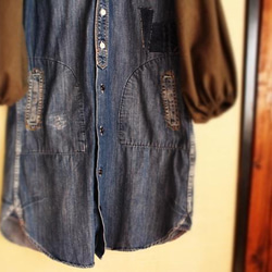 sold/SAYOCAFE＋R/デニムふんわり袖のリメイクシャツワンピース 5枚目の画像