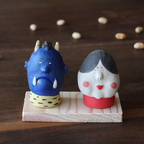 陶人形 節分【青鬼とおたふく】 その他置物 COCOSTONE 通販 13230735