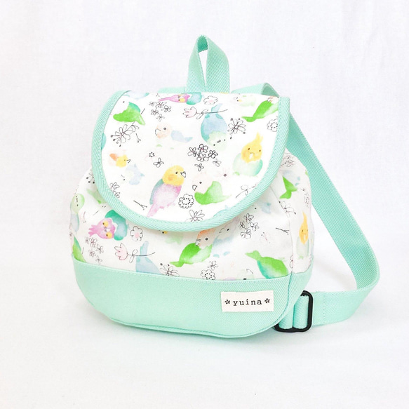インコとお花のベビーリュック【名入れOK】 雑貨・その他 am-cho 通販