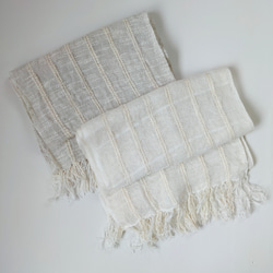 わたからつむぐ　手織り職人による綿麻のストール　和綿　機織り　コットン　リネン　 1枚目の画像