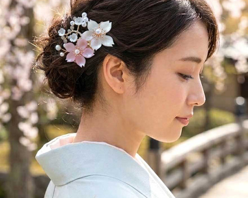 桜 お花の色と金具パーツが選べます 桜の髪飾り ヘアコーム ヘア