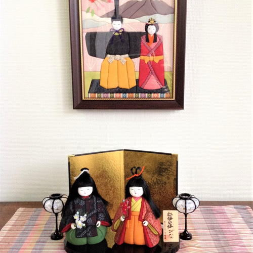 塩沢織木目込雛人形 雛人形「紅梅白梅雛」B 単品（台・木札付き）別売