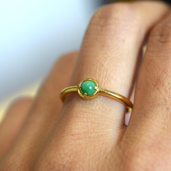 D179 ミャンマー産 天然 緑 A貨 本翡翠 硬玉 シンプル リング 指輪 フリーサイズ 銅 アレルギー対応 7枚目の画像