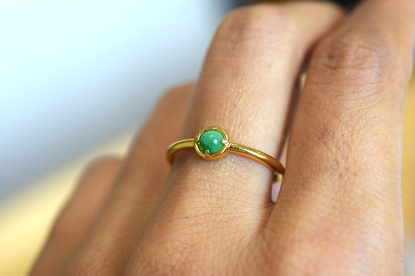 D179 ミャンマー産 天然 緑 A貨 本翡翠 硬玉 シンプル リング 指輪 フリーサイズ 銅 アレルギー対応 7枚目の画像