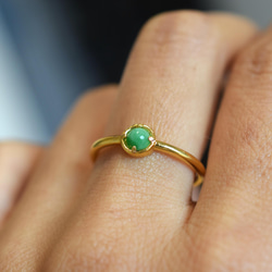 D179 ミャンマー産 天然 緑 A貨 本翡翠 硬玉 シンプル リング 指輪 フリーサイズ 銅 アレルギー対応 8枚目の画像