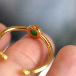 D179 ミャンマー産 天然 緑 A貨 本翡翠 硬玉 シンプル リング 指輪 フリーサイズ 銅 アレルギー対応 4枚目の画像