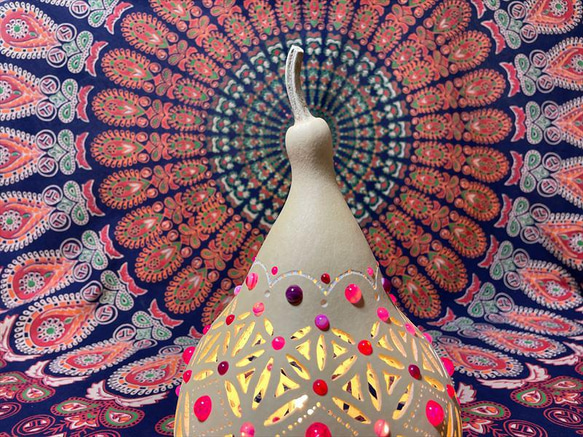 ひょうたんランプ《フラワーオブライフ~ピンクNo.13》 7枚目の画像