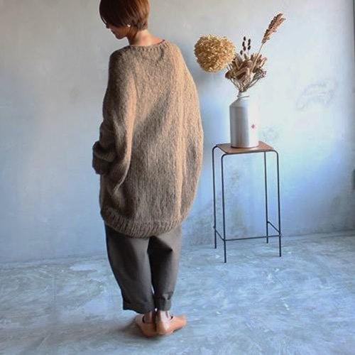 お取り寄せ】つつむ 手編みモヘアロングカーディガン○ブラック お取り寄せ】つつむ 手編みモヘアロングカーディガン○ブラック