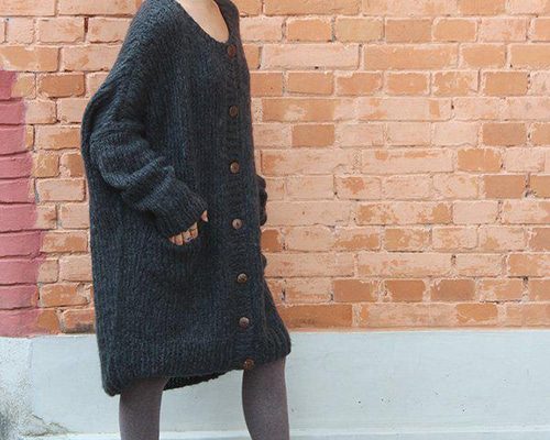 再入荷】つつむ 手編みモヘアロングカーディガン○ブラック