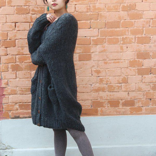 お取り寄せ】つつむ 手編みモヘアロングカーディガン○ブラック お取り寄せ】つつむ 手編みモヘアロングカーディガン○ブラック