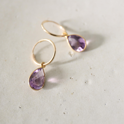 14KGF amethyst pierce[kgf3926] ピアス（フープ） Shaina 通販