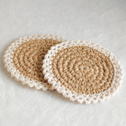 No.19マクラメ編み麻紐コースターset No.19マクラメ編み麻紐コースターset ヴィンテージハンドメイド - No