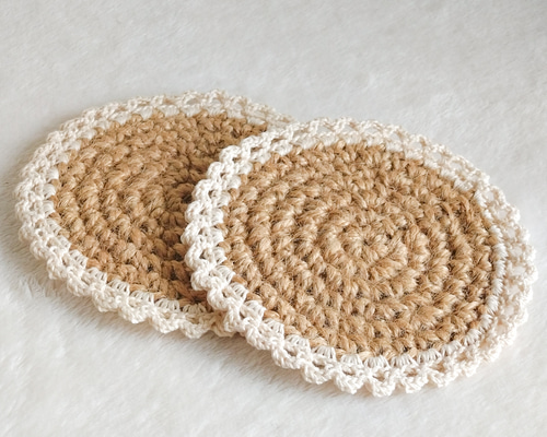 No.19マクラメ編み麻紐コースターset No.19マクラメ編み麻紐コースターset