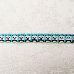パンダ三分紐　手織り　青緑色　帯締め　帯締 1枚目の画像