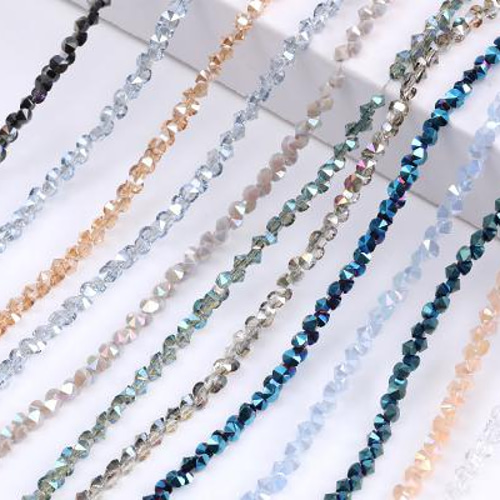 B876-7 2連 メッキガラスビーズ ダイヤ型 4.5mm 2 X（1連） ビーズ