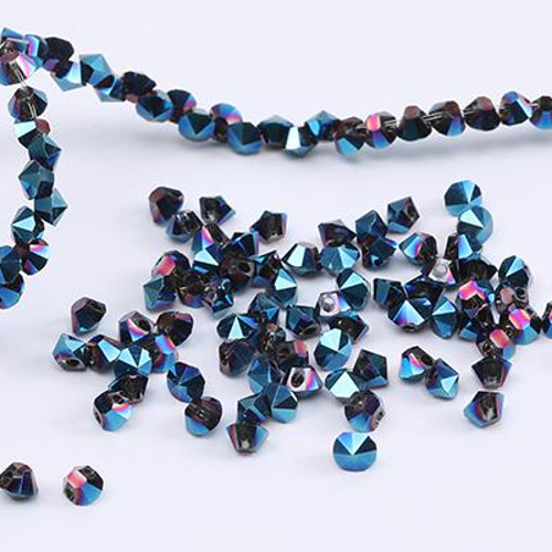 B876-7 2連 メッキガラスビーズ ダイヤ型 4.5mm 2 X（1連） ビーズ