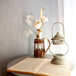 リニューアル✨【ソラフラワーと造花のブーケ付き】編み込み花器付き 12枚目の画像