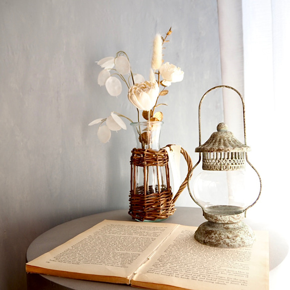 リニューアル✨【ソラフラワーと造花のブーケ付き】編み込み花器付き 12枚目の画像