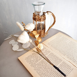 リニューアル✨【ソラフラワーと造花のブーケ付き】編み込み花器付き 14枚目の画像