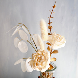 リニューアル✨【ソラフラワーと造花のブーケ付き】編み込み花器付き 10枚目の画像