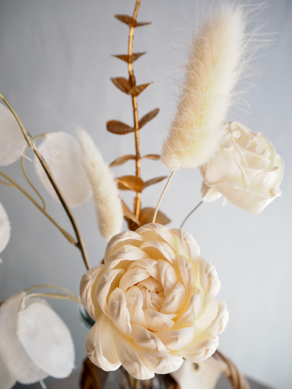 リニューアル✨【ソラフラワーと造花のブーケ付き】編み込み花器付き 9枚目の画像