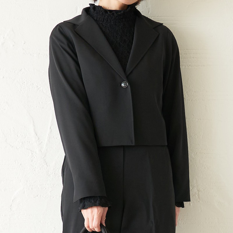 ﾓﾘﾉｶﾞｯｺｳ【ジャケット単品】ストレッチショート丈ジャケット 【ブラック】入園式 卒業式｜mg-jk05-bk