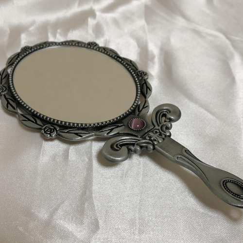 アンティークシルバー刻印あり手鏡 手鏡 アンティーク シルバー デコ 086 レジン・樹脂 A♡parts shop by