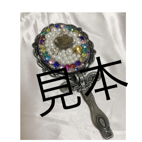 手鏡 アンティーク シルバー デコ 086 樹脂・レジン A♡parts
