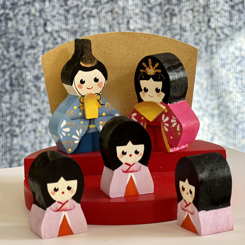 ひな人形 雛人形 木製 トールペイント お雛様 木のおもちゃ 出産祝い