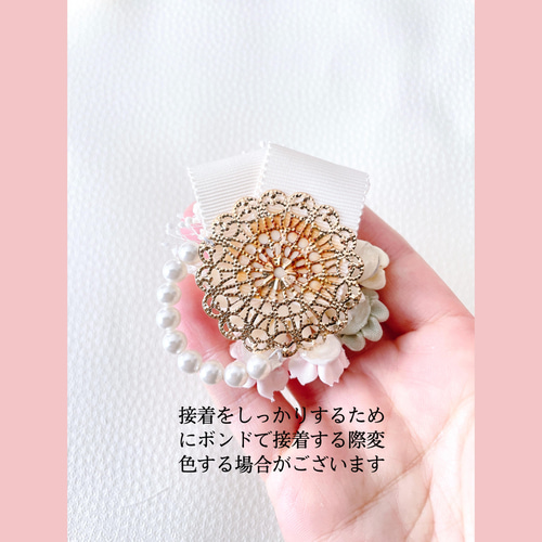 ダリアと桜のコサージュ＊Blueつまみ細工＊ 入学式 卒業式 結婚式 入園