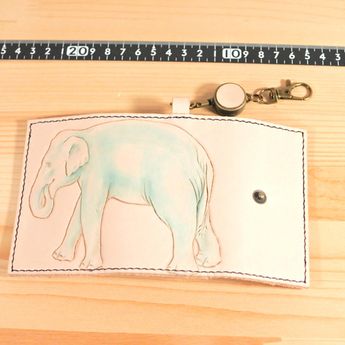 象の手彫りキーケース 本革［レザーカービング/彫刻］ キーケース ろっ