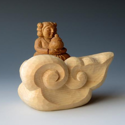 （オーダー作品）小さな日本の神様　少彦名命（すくなびこなのみこと）白檀の小さな木彫刻 2枚目の画像