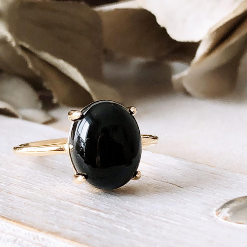 天然石ブラックオニキスsilver925製18kgpリング】 10×8mm 9/11/13/15号