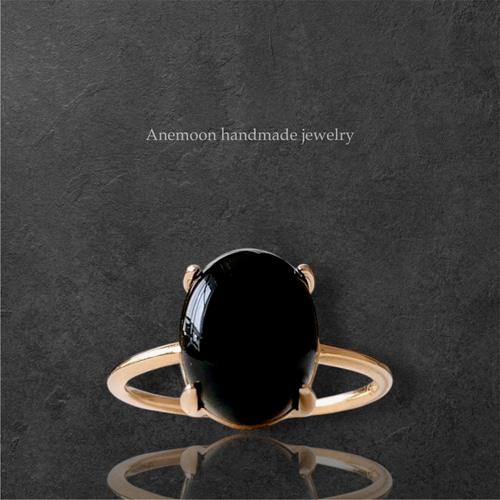 天然石ブラックオニキスsilver925製18kgpリング】 10×8mm 9/11/13/15号